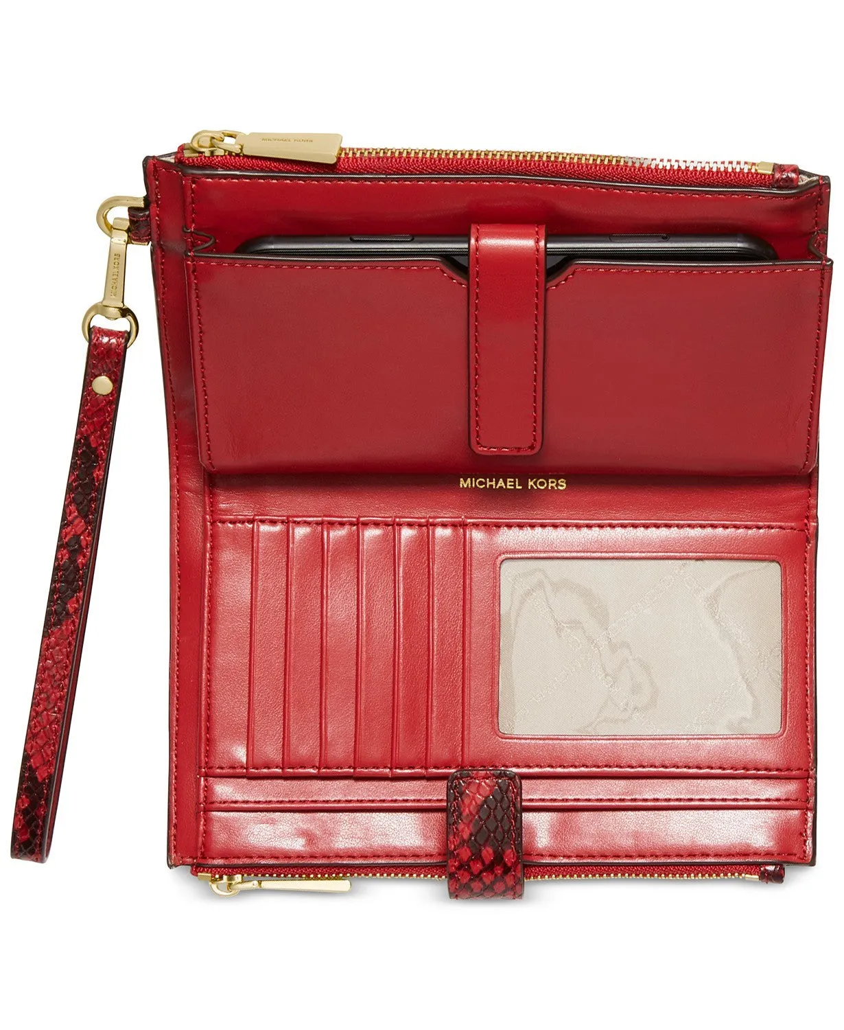 Michael Kors Women's Crimson Jet Set Double Zip Wristlet