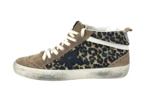 Mid Star Leo Golden Star Printed Leather Distressed Sneakers | Size 8.5/9