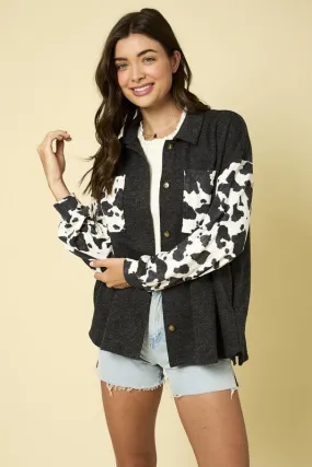 MIRANDA LONG SLEEVE CONTRAST ANIMAL PRINT SHACKET S-2XL