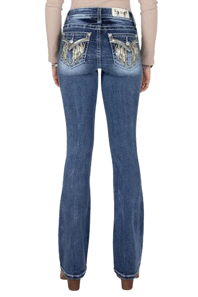 Miss Me Women's Feather Wings Bootcut Jeans