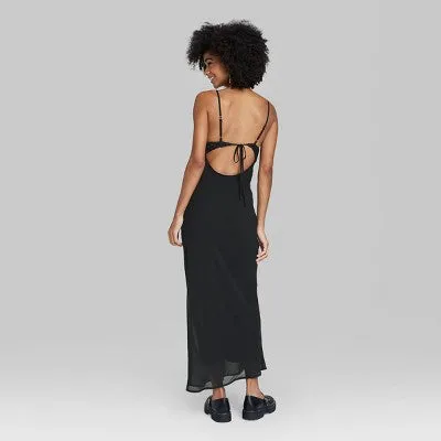 New - Wild Fable Women's Rosette Cup V-Neck Mesh Maxi Slip Dress