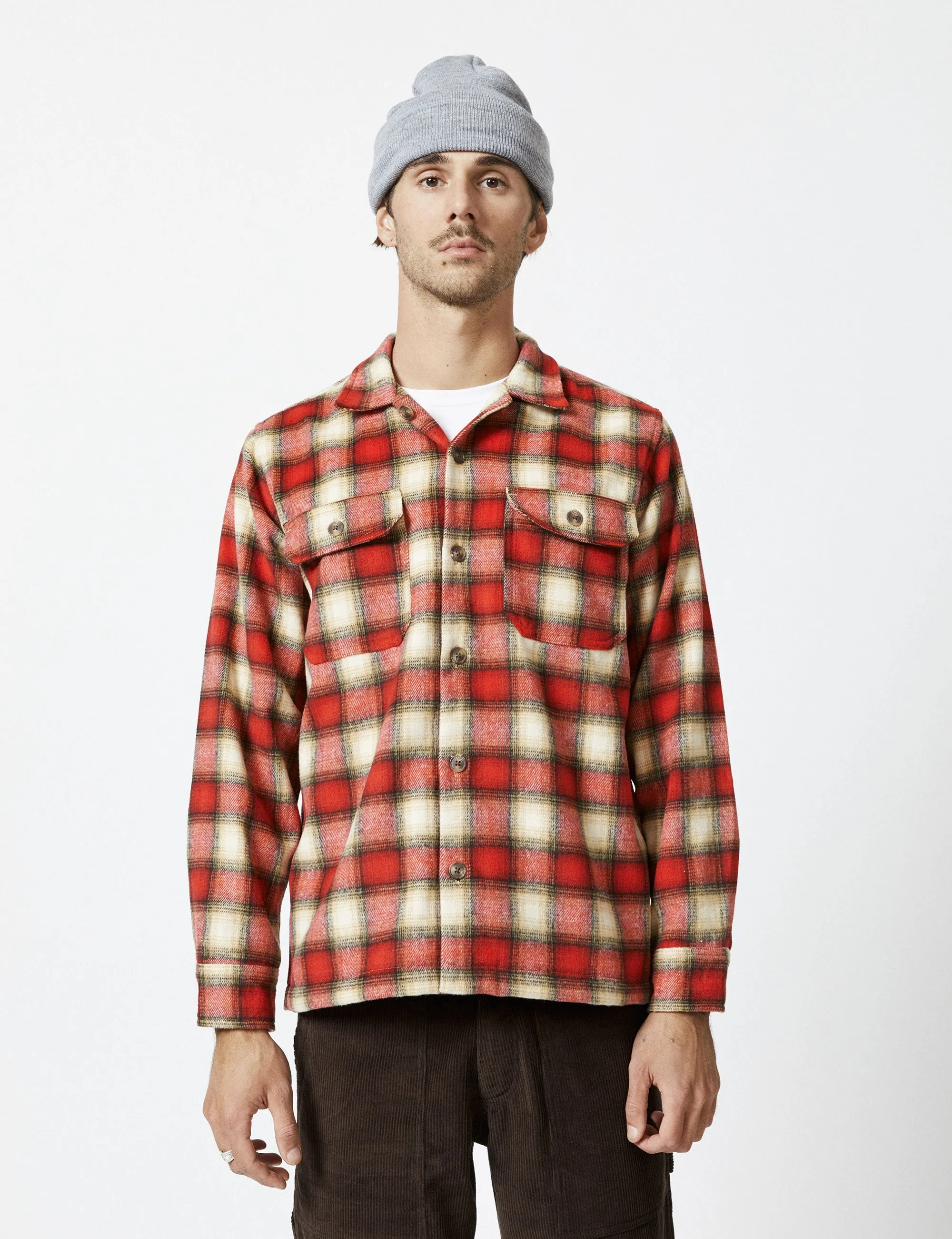 Nomad Overshirt Heavy Flannel - Red/Natural