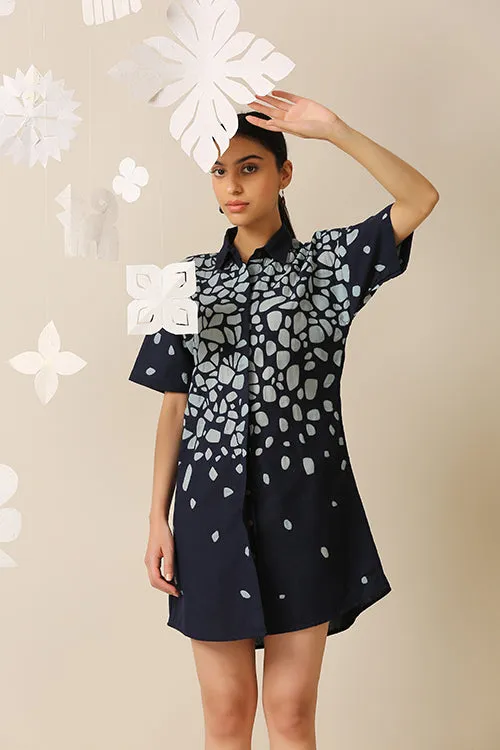 Okhai 'Stone Walk' Pure Cotton Applique Work Shirt Dress