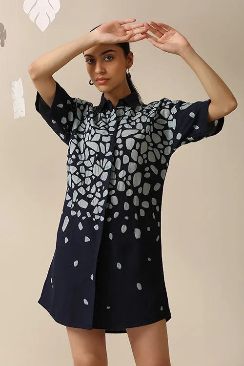 Okhai 'Stone Walk' Pure Cotton Applique Work Shirt Dress