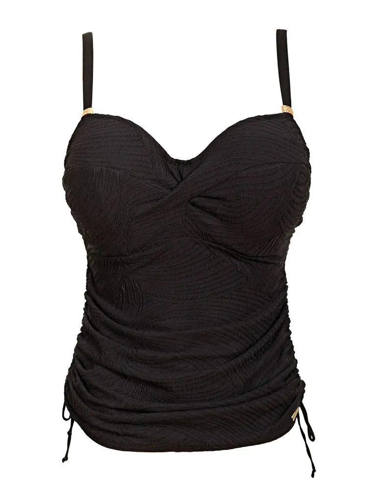 Ottawa Twist Front Tankini Top - Black