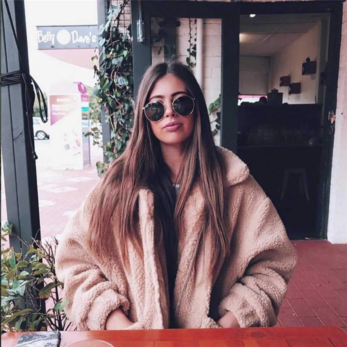 Oversized Faux Fur Teddy Bear Sherpa Coat