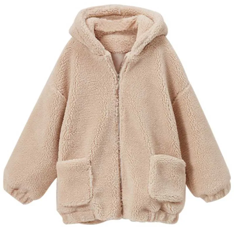 Oversized Faux Fur Teddy Bear Sherpa Coat