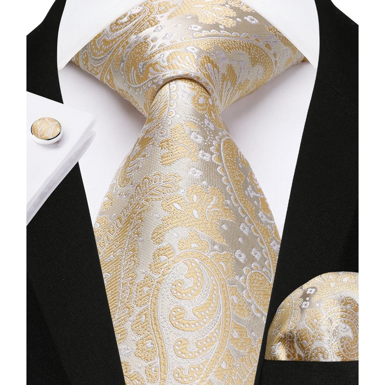 Paisley 4pc Suit Vest Set - CHAMPAGNE GOLD