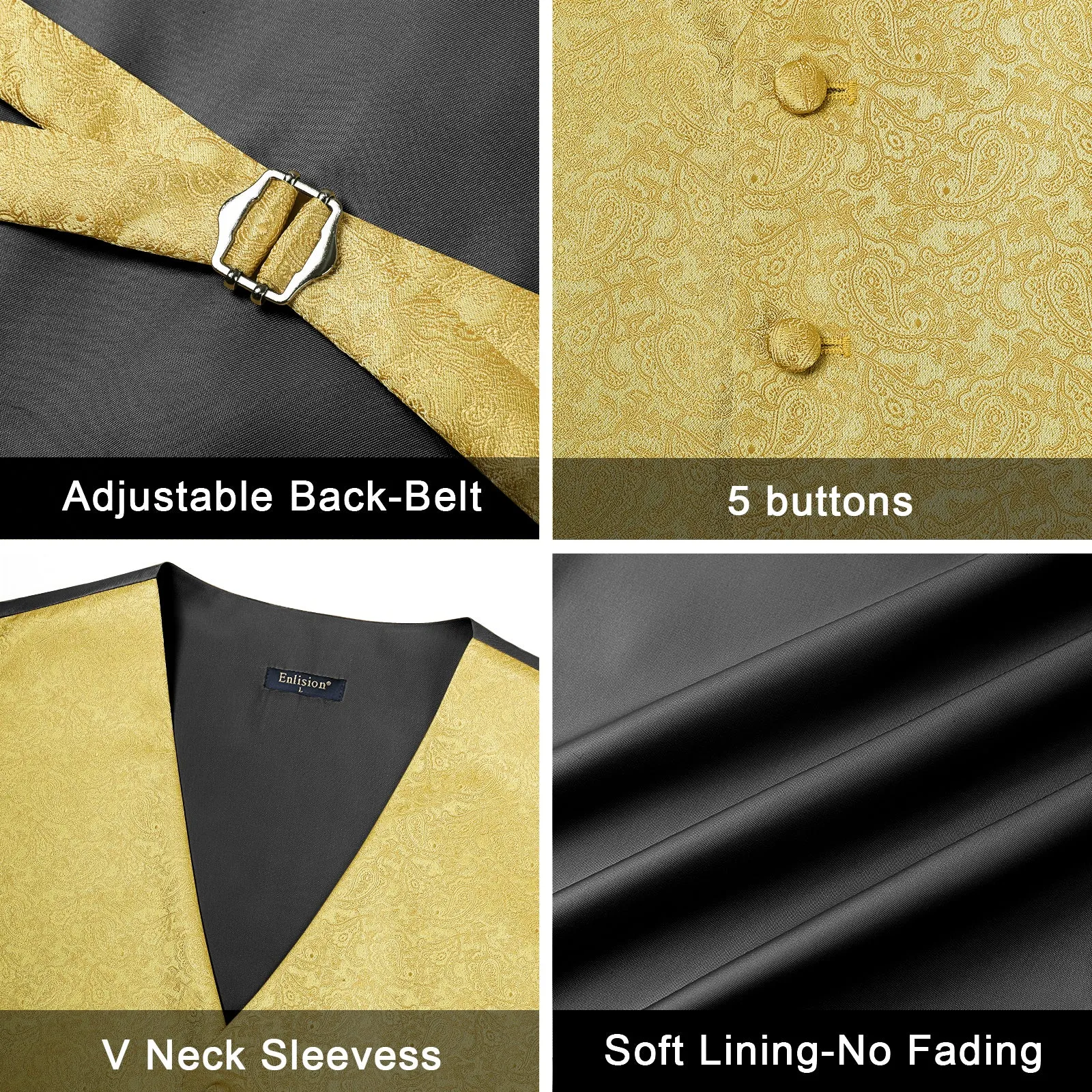 Paisley 4pc Suit Vest Set - GOLD