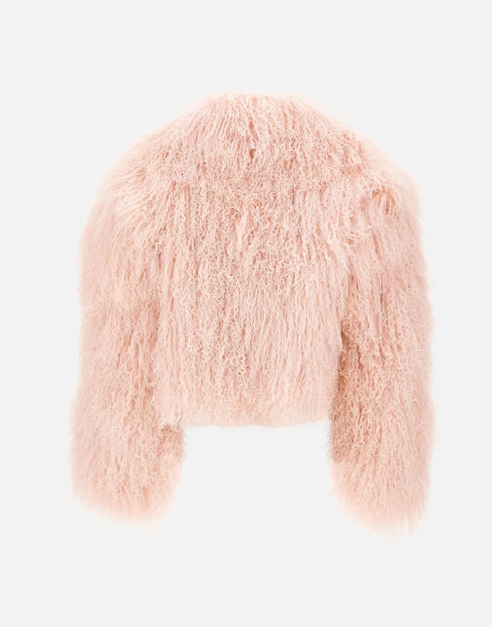 Pink Cropped Lamb Fur Coat