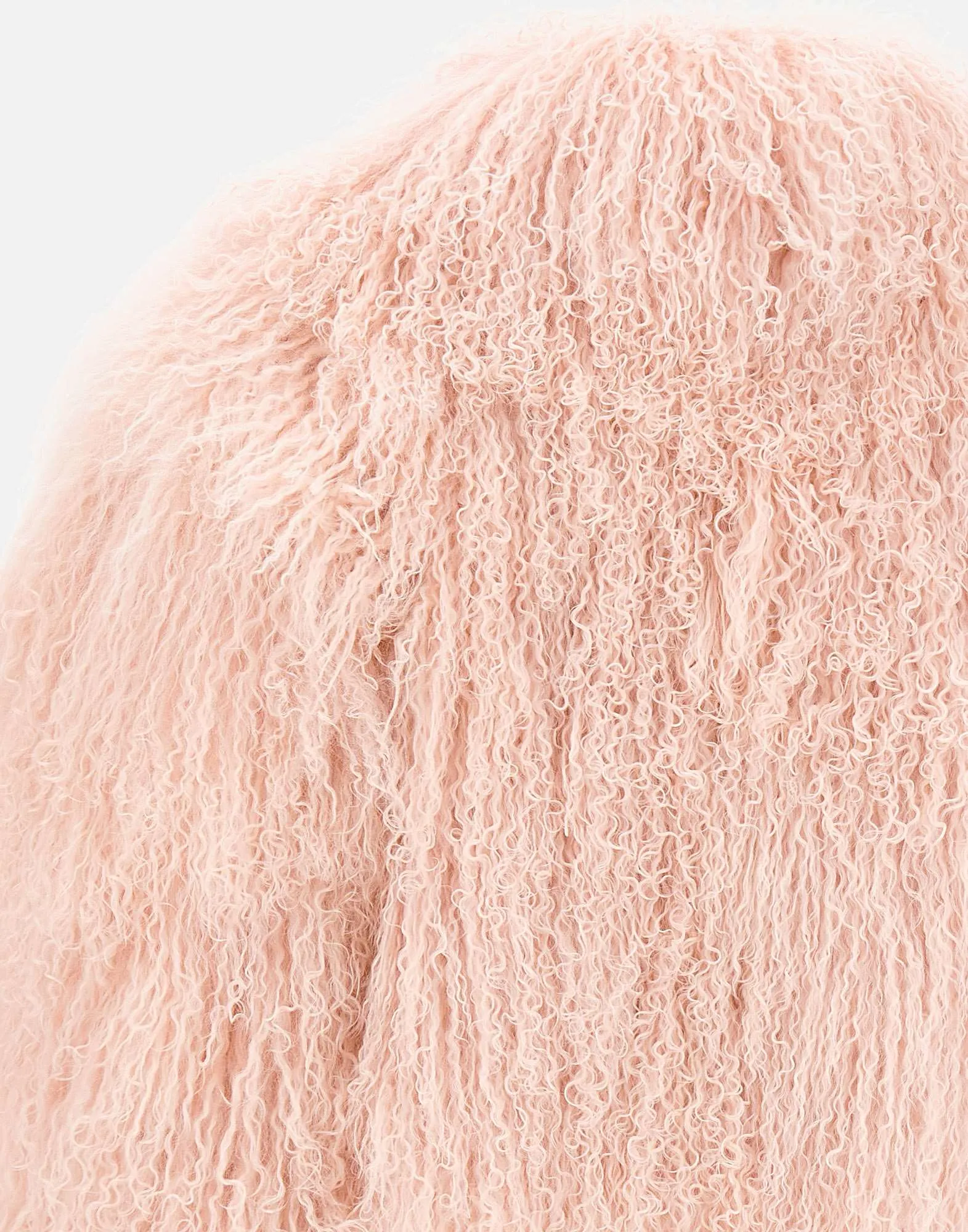 Pink Cropped Lamb Fur Coat