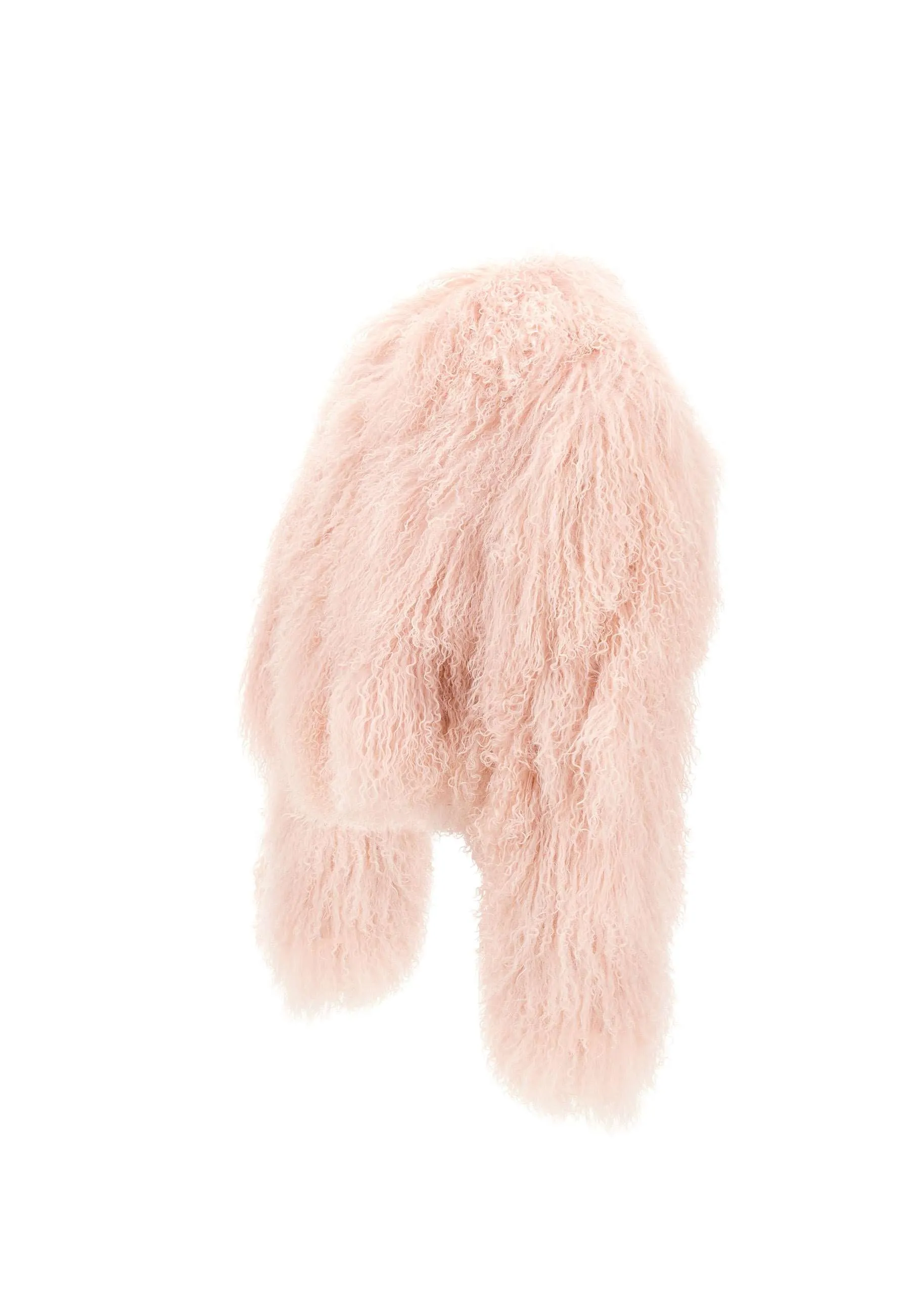 Pink Cropped Lamb Fur Coat