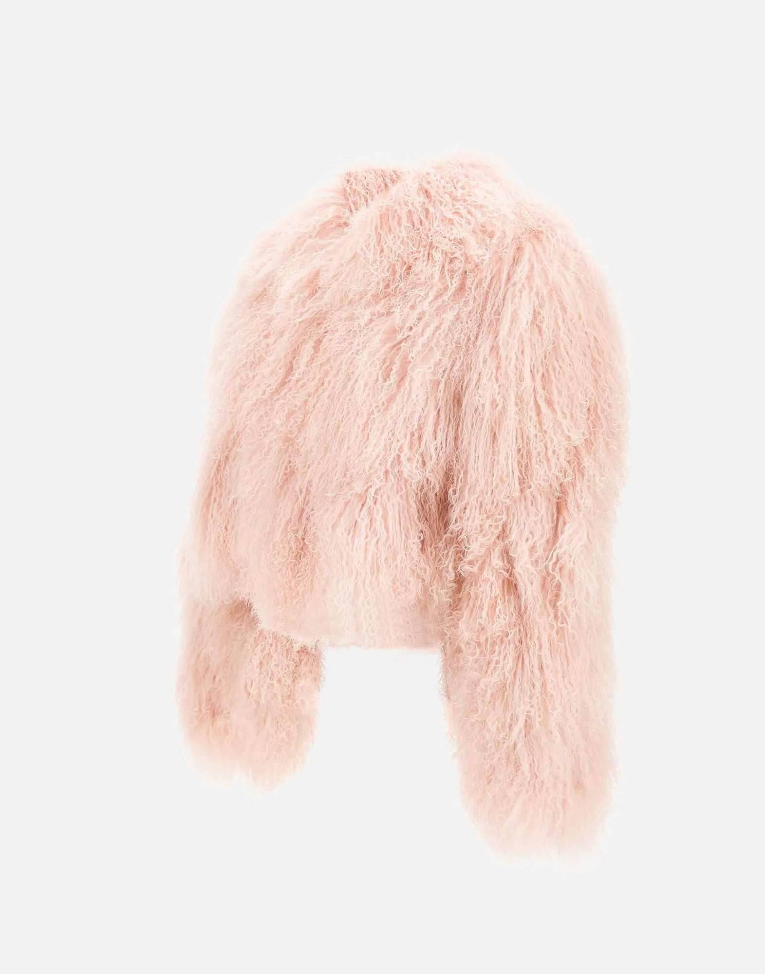 Pink Cropped Lamb Fur Coat