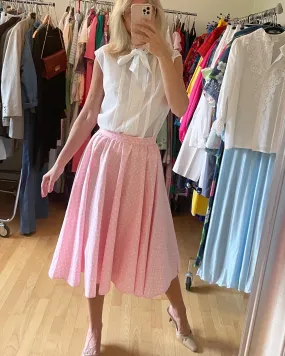 Pink Polka Dot Midi Skirt