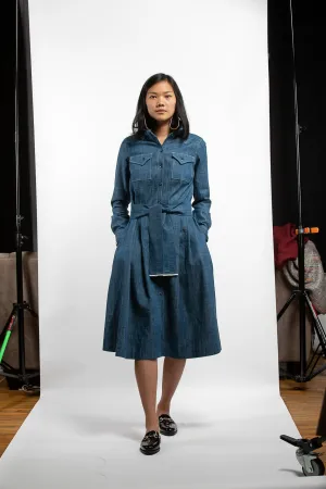 PTC WESTERN SHIRT DRESS - BLUE DENIM