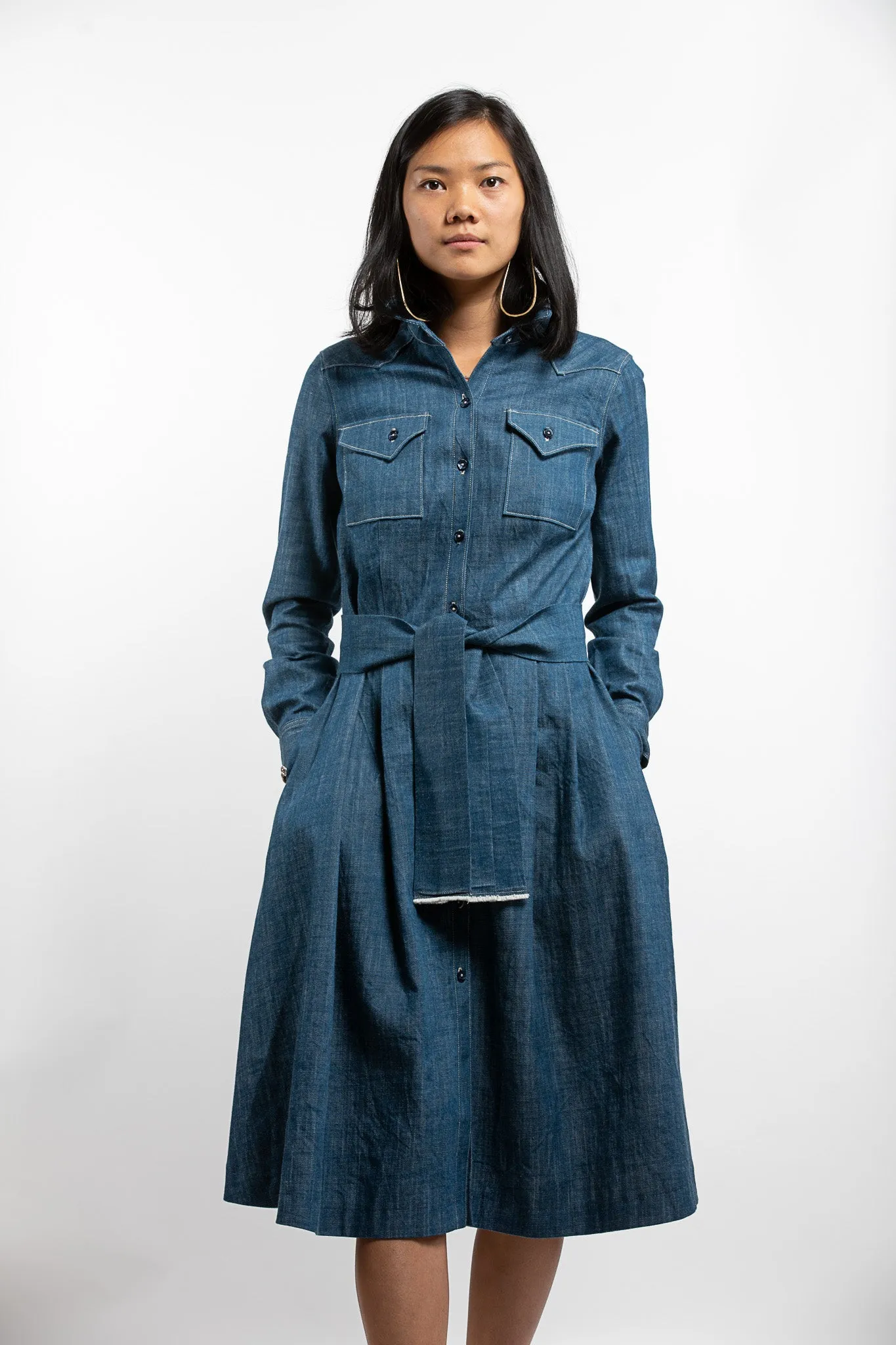 PTC WESTERN SHIRT DRESS - BLUE DENIM