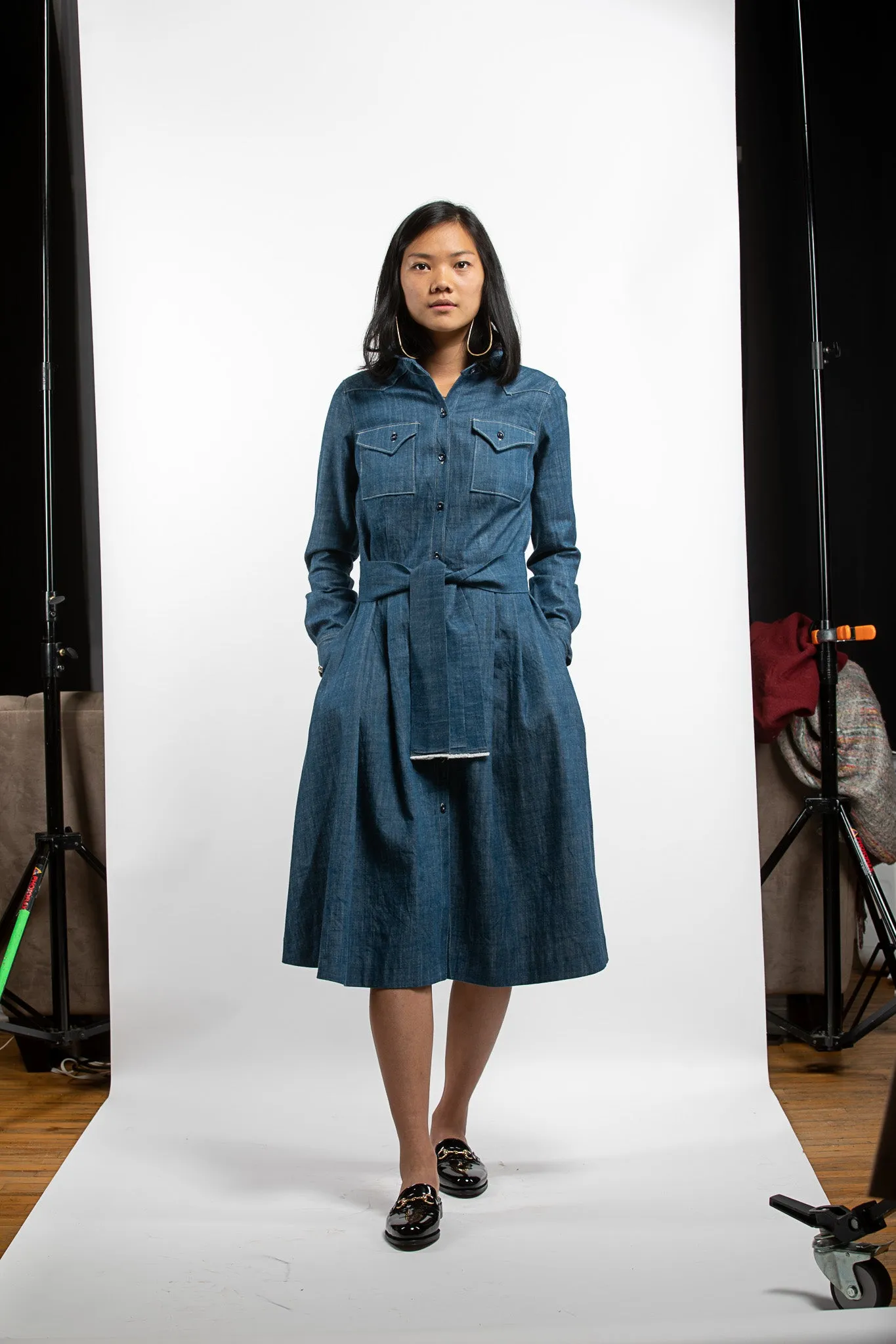 PTC WESTERN SHIRT DRESS - BLUE DENIM