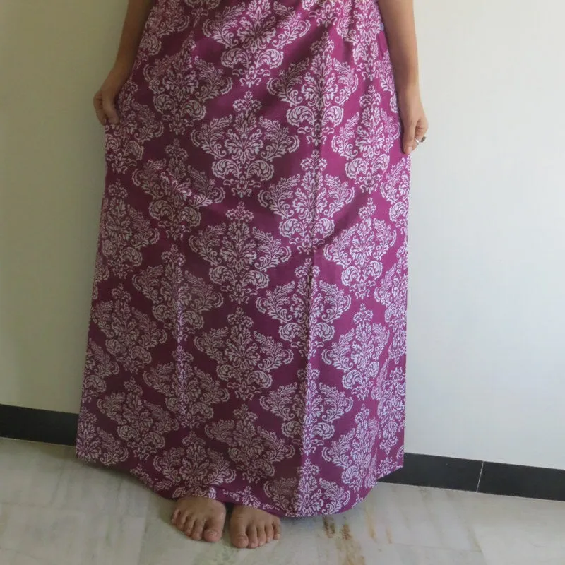 Purple Damask Wrap Around Skirt