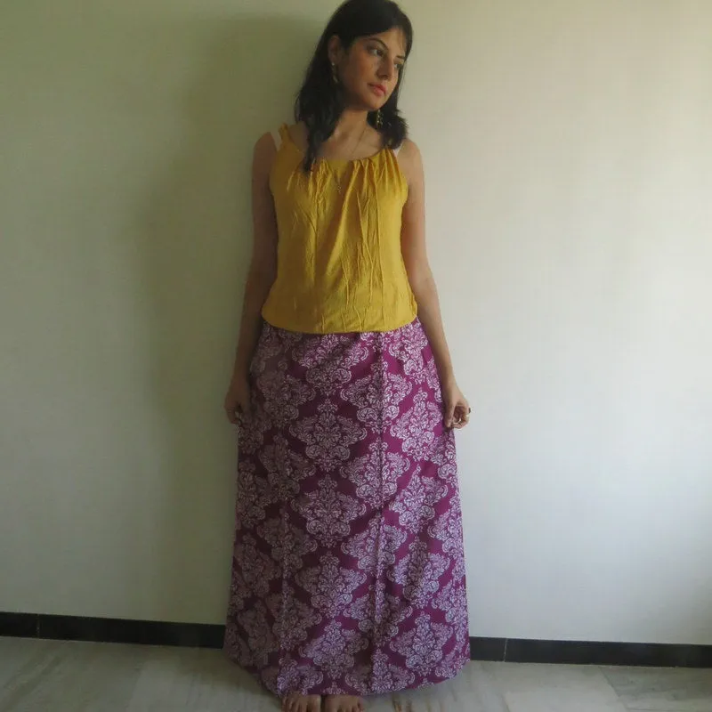 Purple Damask Wrap Around Skirt