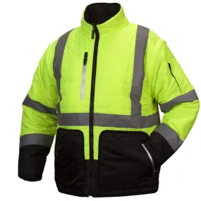 Pyramex Safety Winter Wear RJR33 Series Class 3 Hi-Vis Lime 4-in-1 Quilted Reversible Jacket