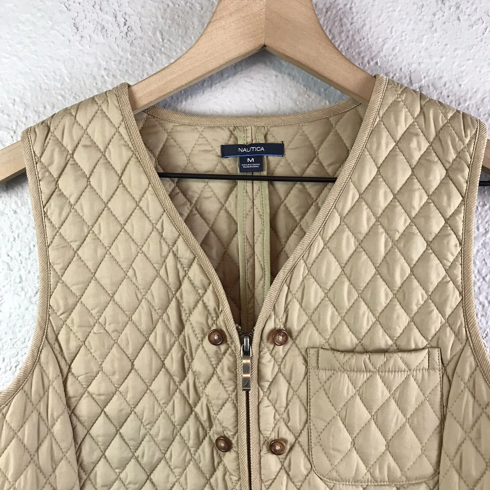 Quilted Button Zip Vest