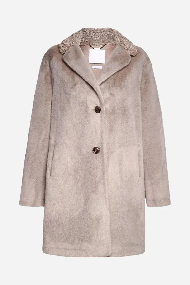 RICH&ROYAL FAKE FUR COAT PEBBLE GREY 2408-817