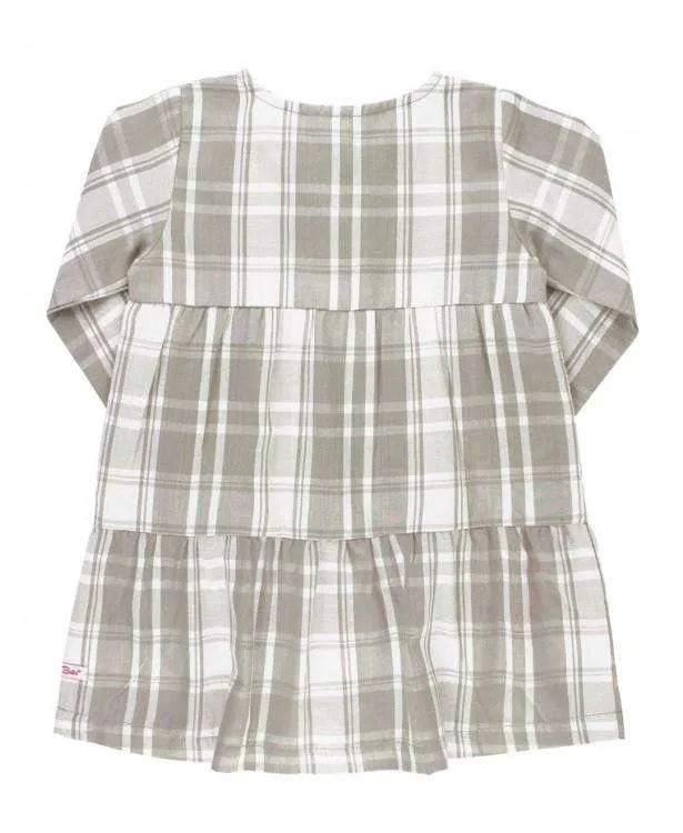 RuffleButts ~ Gray & White Plaid Tiered Babydoll Dress 12-18 month