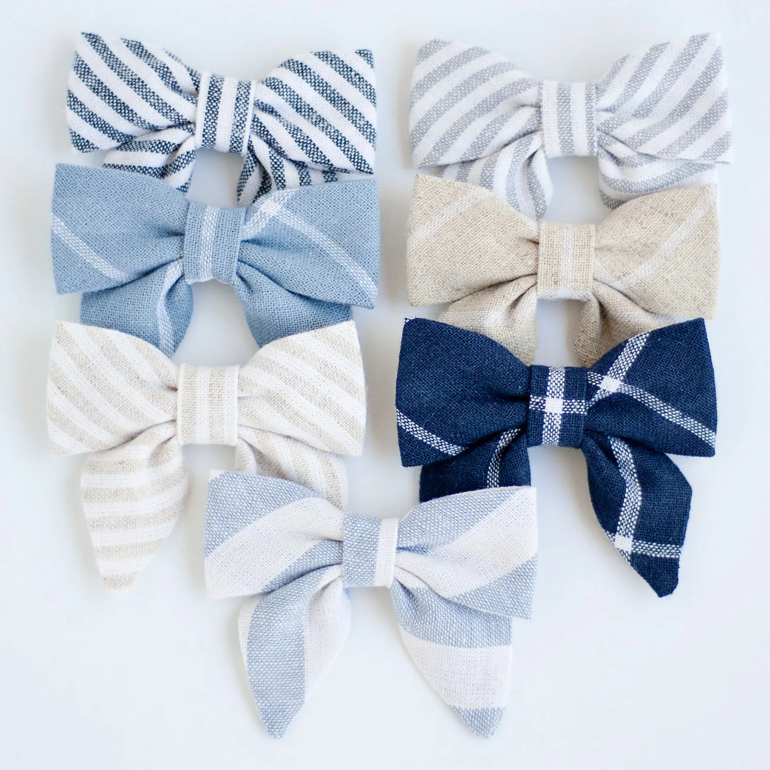 Sailor Bow Clip Or Headband / Natural Linen Stripe