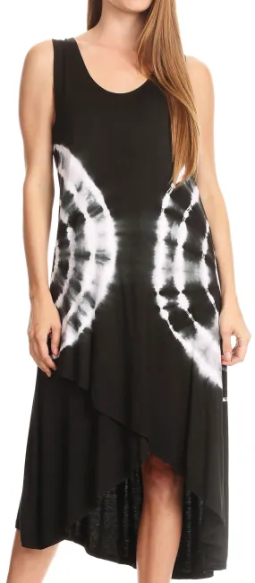 Sakkas Havva Knit Tie-dye Sleeveless Hi Low Dress with Scoop Neck