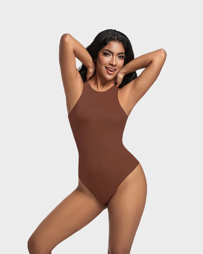 SheCurve®Seamless Sculpt Sleeveless Halter Neck Thong Bodysuit