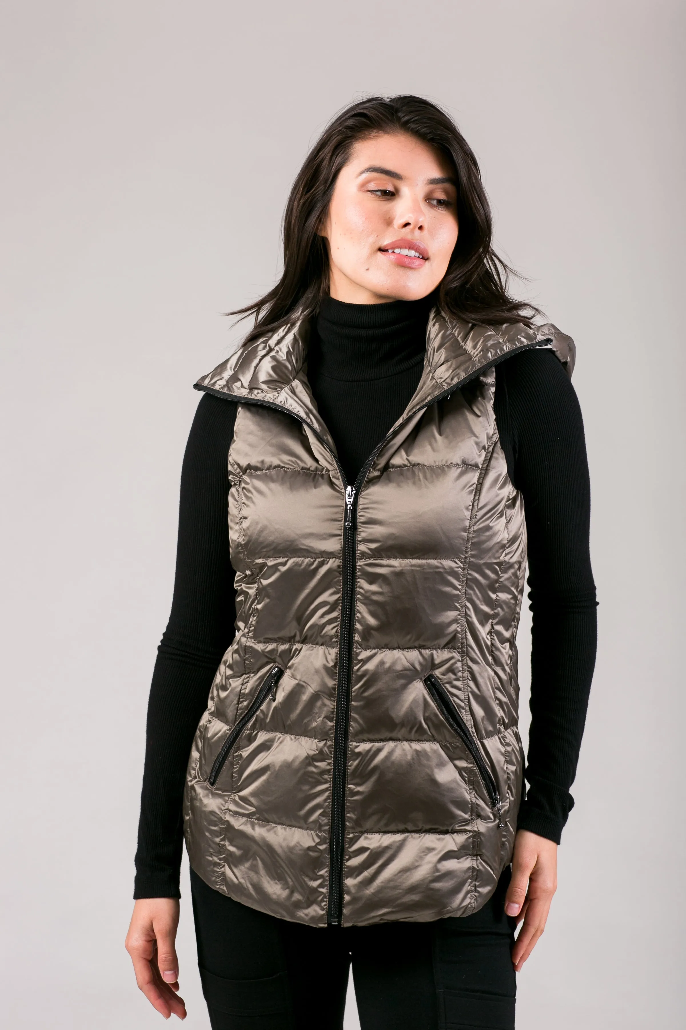 Short Metallic Down Vest