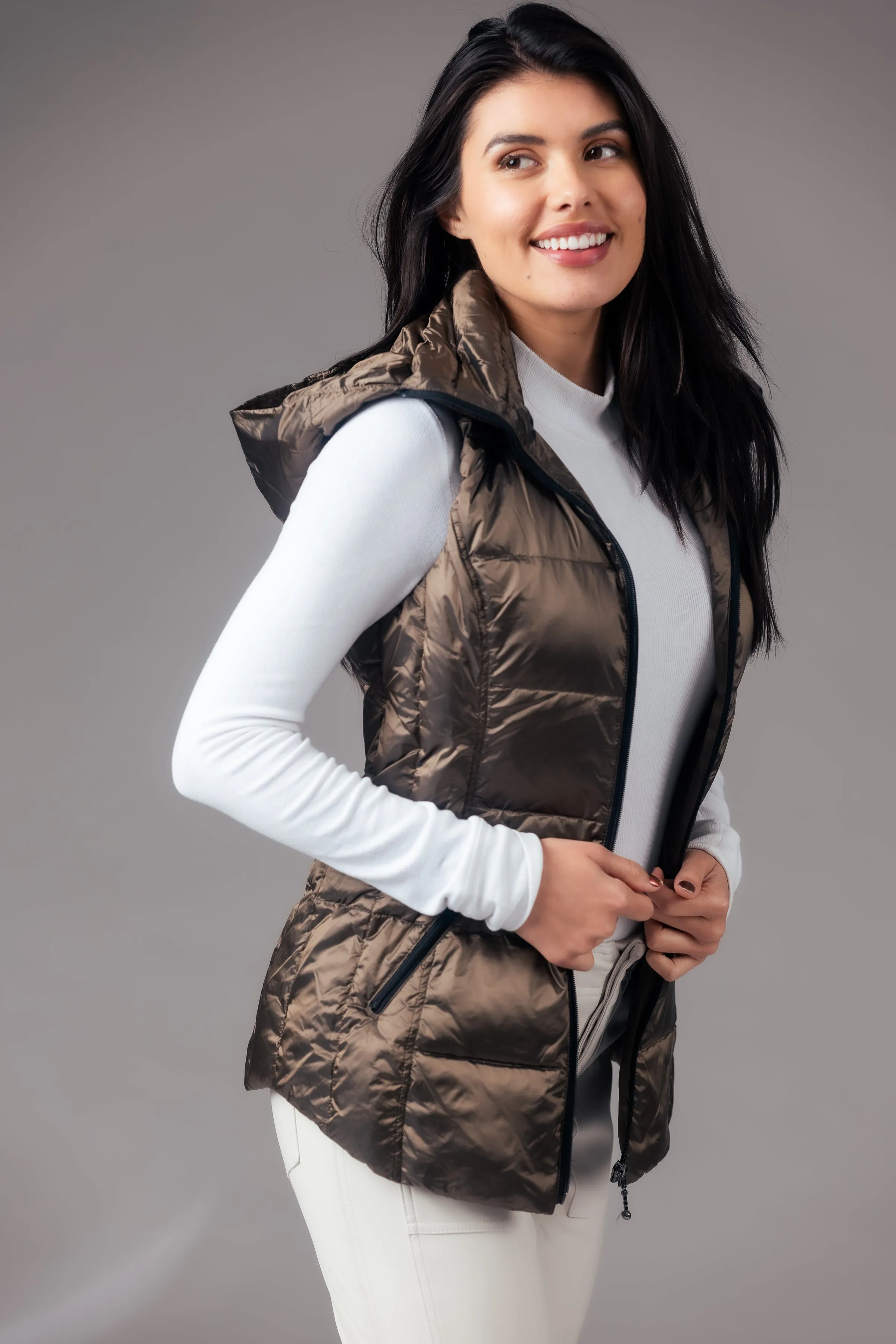 Short Metallic Down Vest