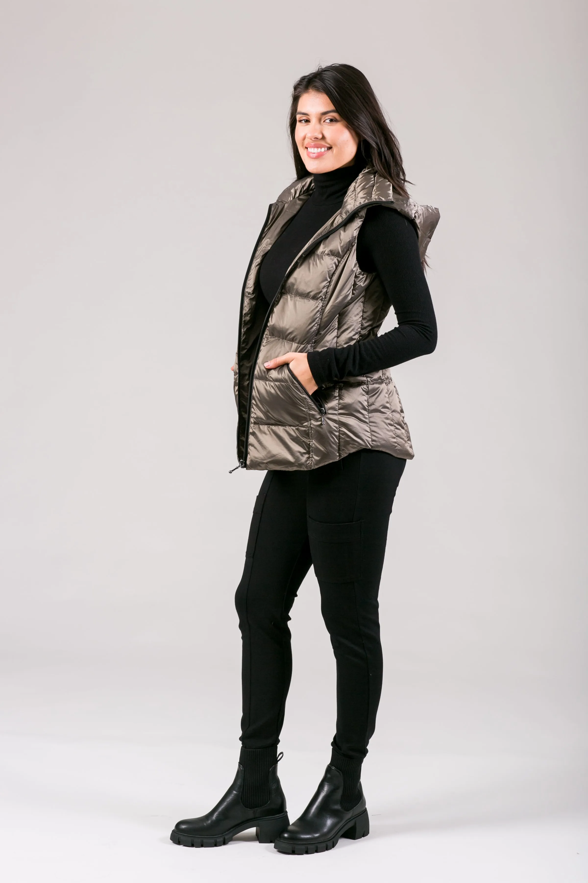 Short Metallic Down Vest