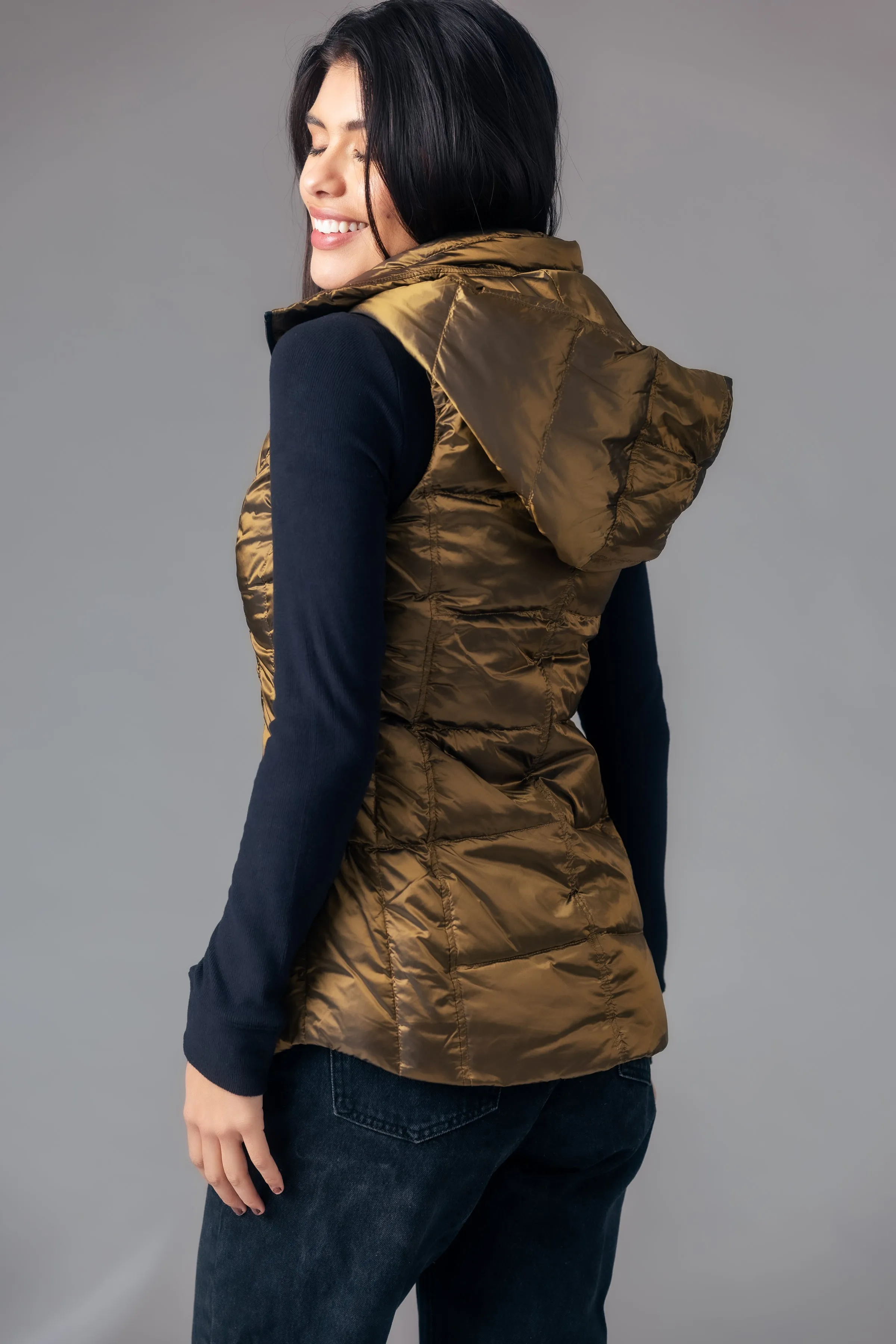 Short Metallic Down Vest