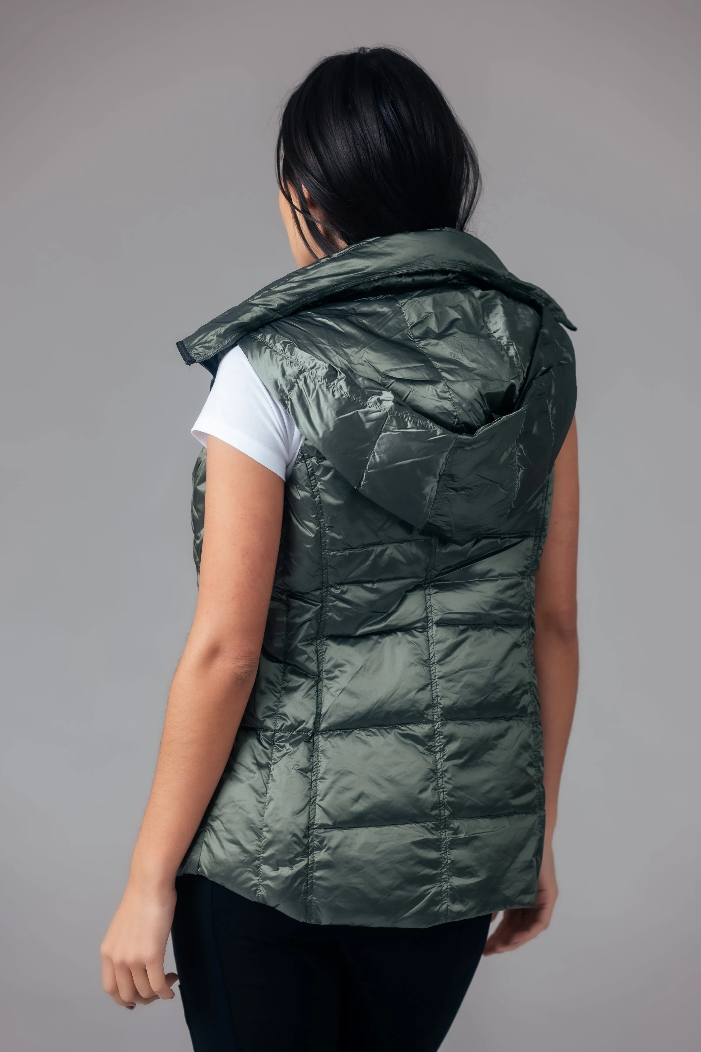 Short Metallic Down Vest