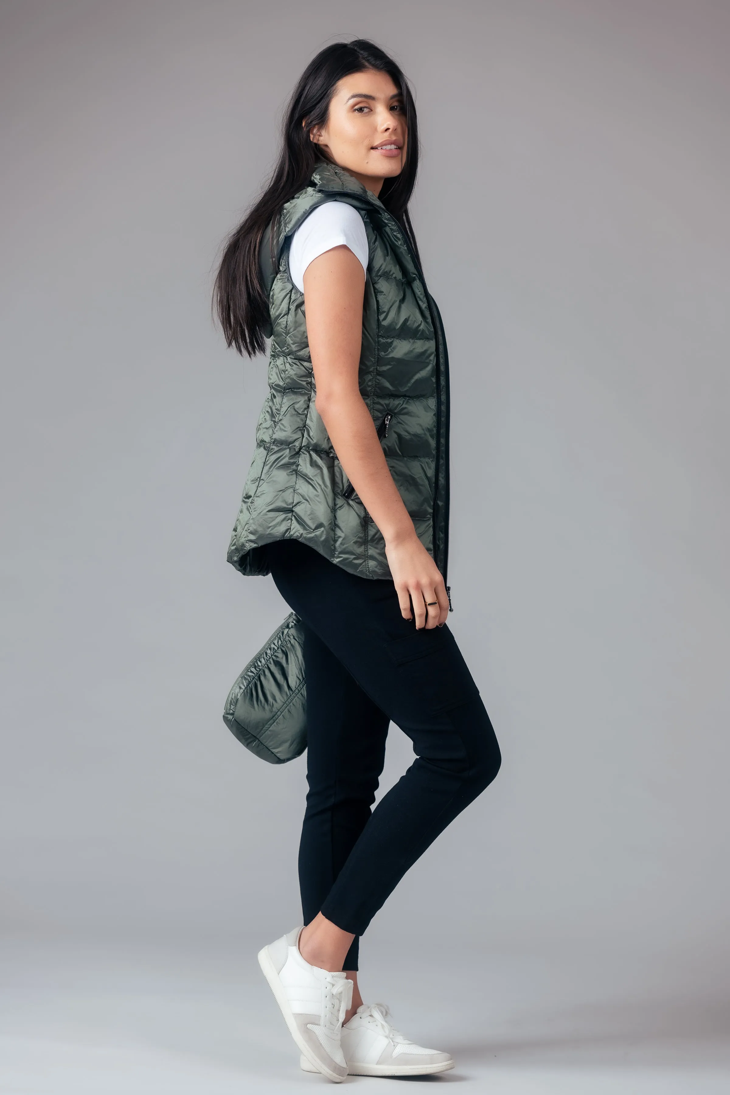 Short Metallic Down Vest