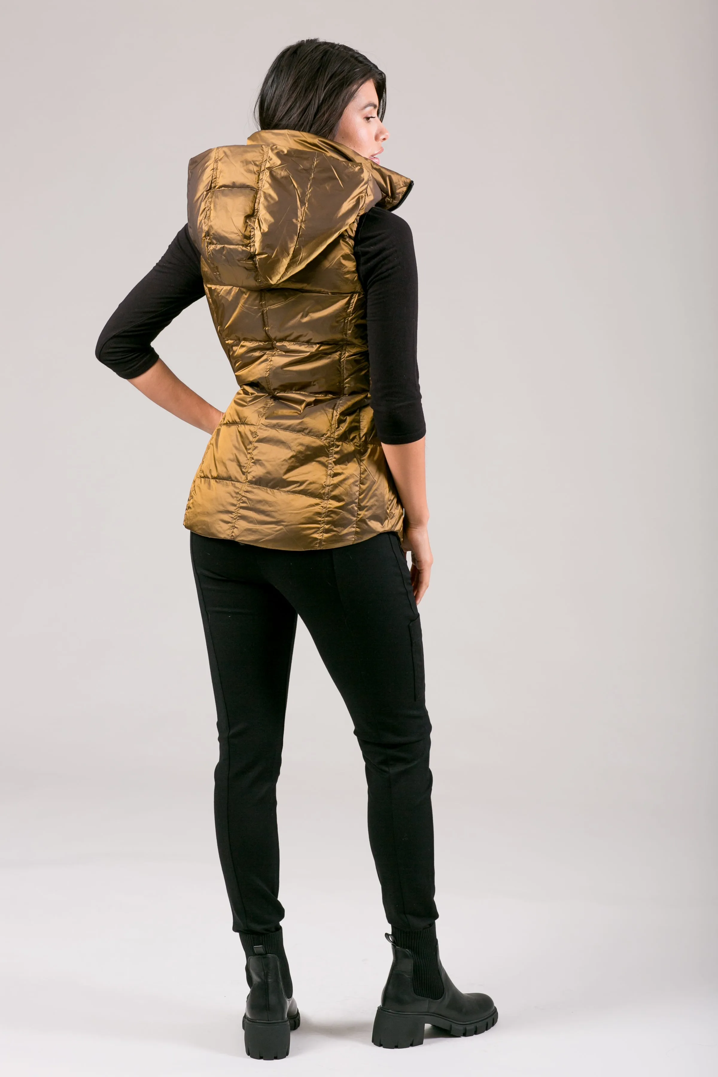 Short Metallic Down Vest