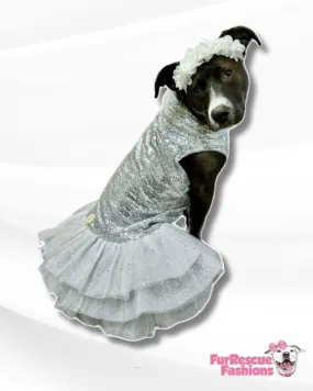 Silver Shimmer Fancy Dog Tutu Dress