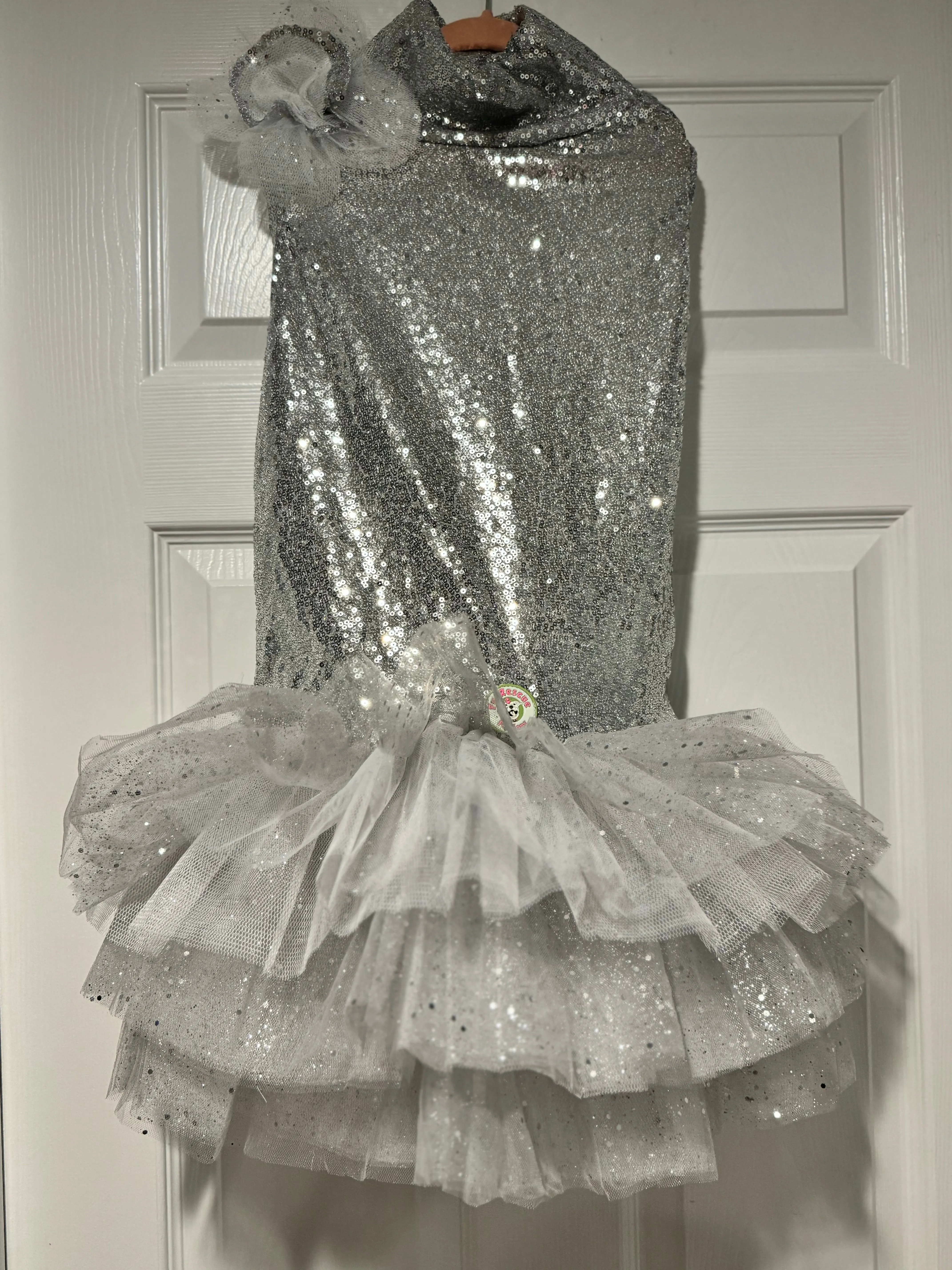 Silver Shimmer Fancy Dog Tutu Dress