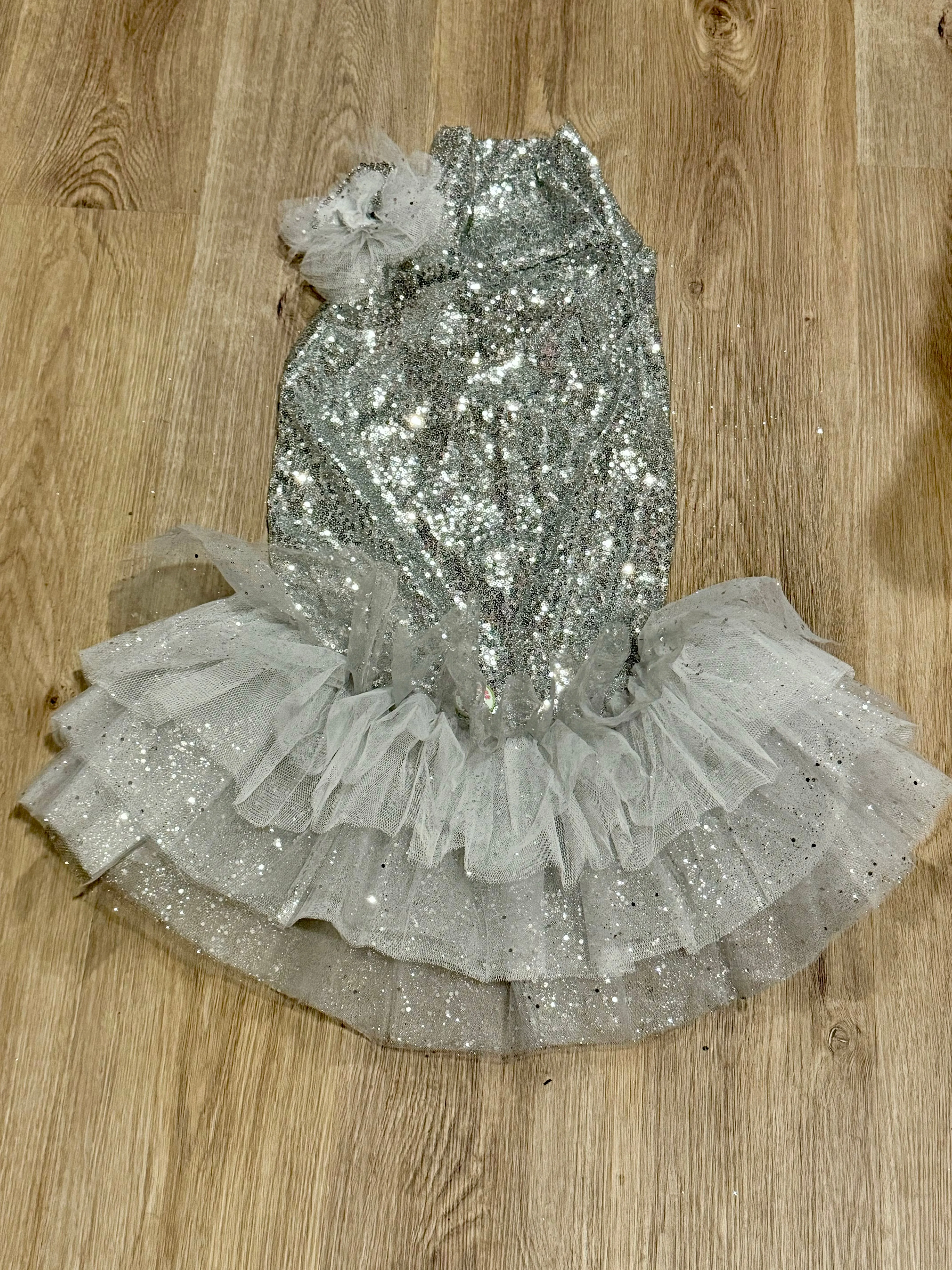 Silver Shimmer Fancy Dog Tutu Dress