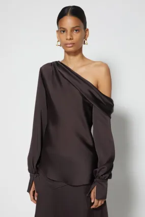 SIMKHAI - Alice One Shoulder Top in Chocolate