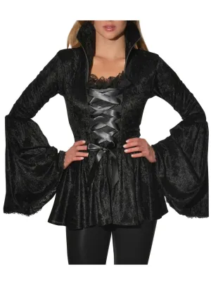 Soul Crushed Womens Black Velvet Halloween Costume Top