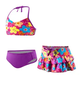 SPEEDO Girls 3 Pice Skirt Set Patchwork Flowers