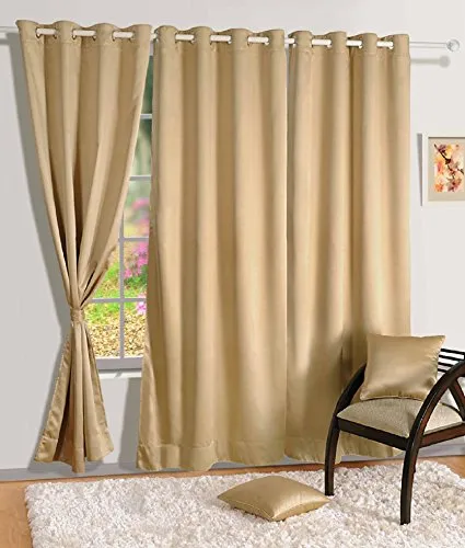 Swayam Blackout Door Curtain Set 1 for Bedroom, Guest Room - Thermal Insulator, Comes with Readymade Eyelets, Triple Layer Weave (7.5Ft) Noise Dampener, Machine Washable - Light Brown