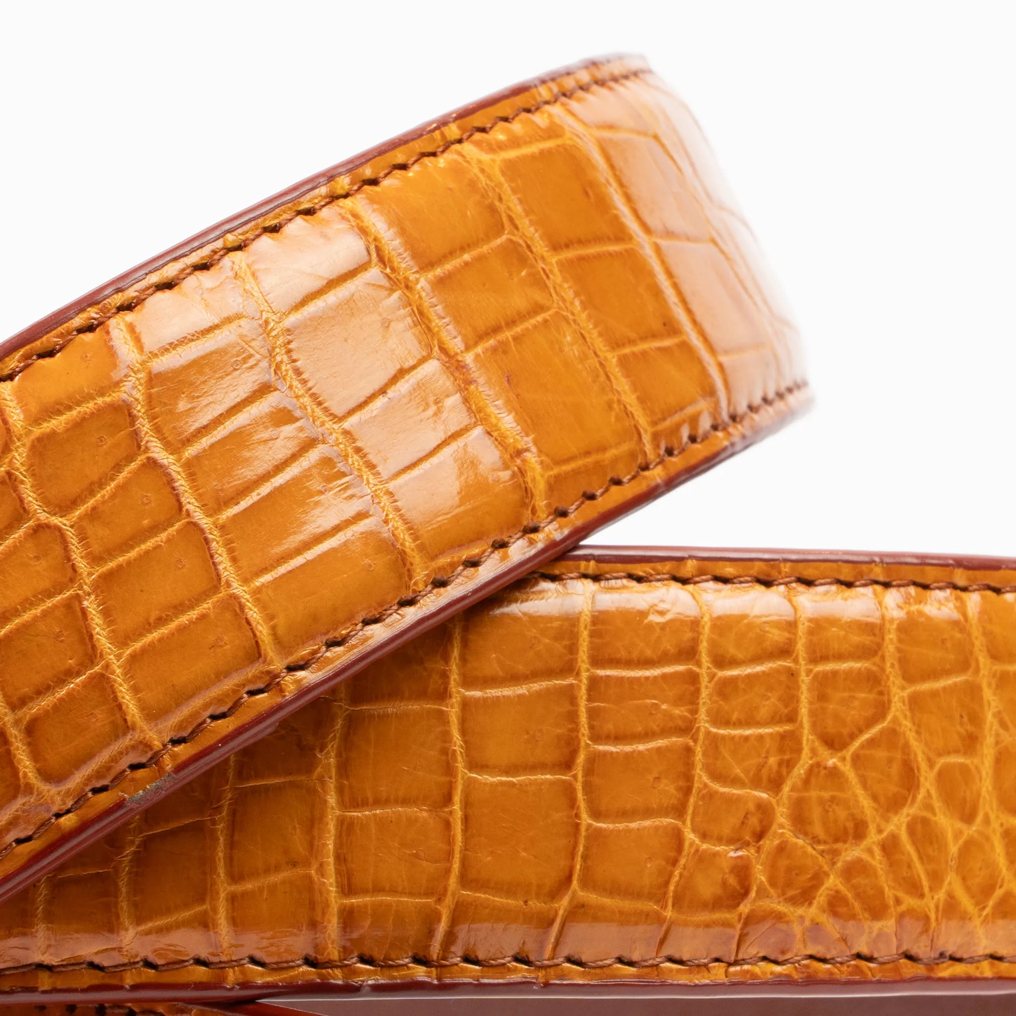 Tan Orange Genuine Crocodile Belt "Richard"