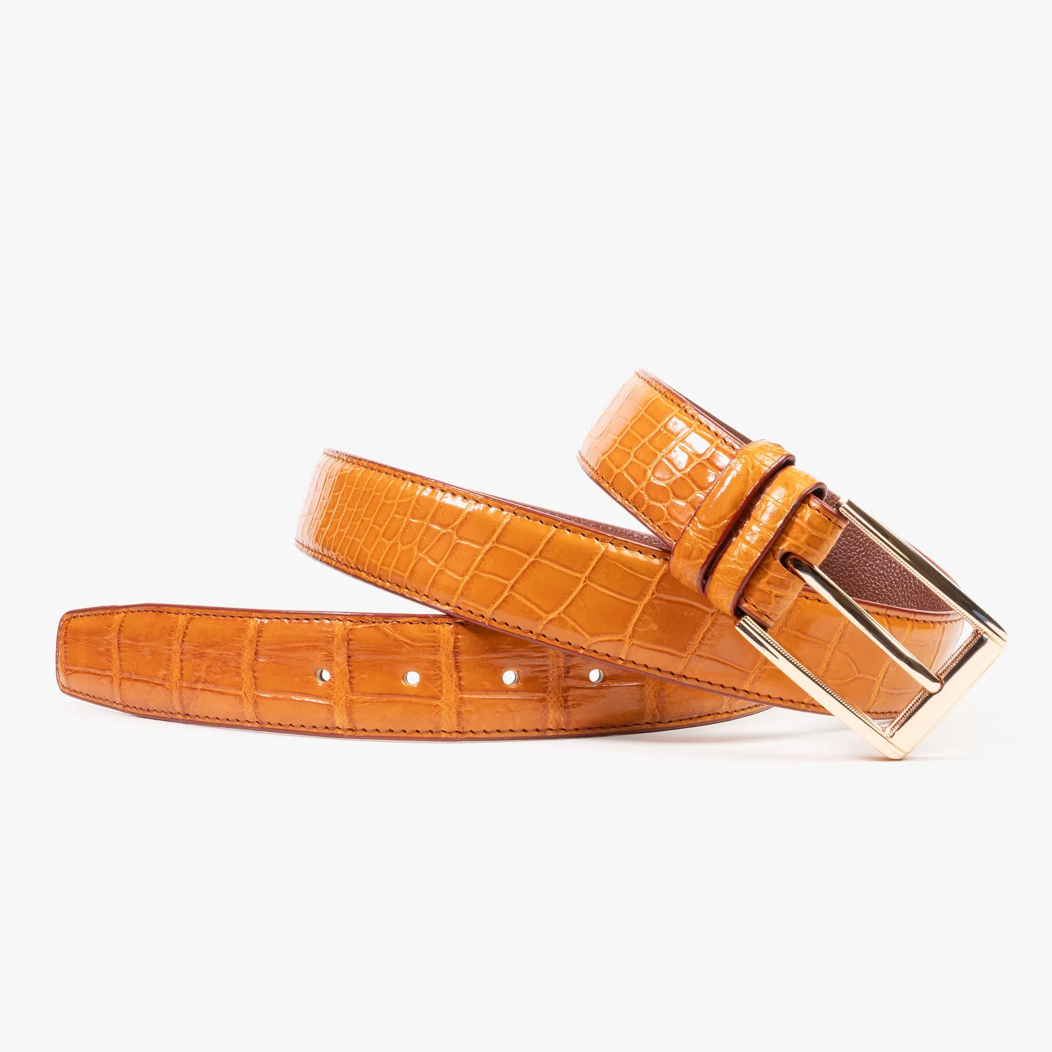 Tan Orange Genuine Crocodile Belt "Richard"