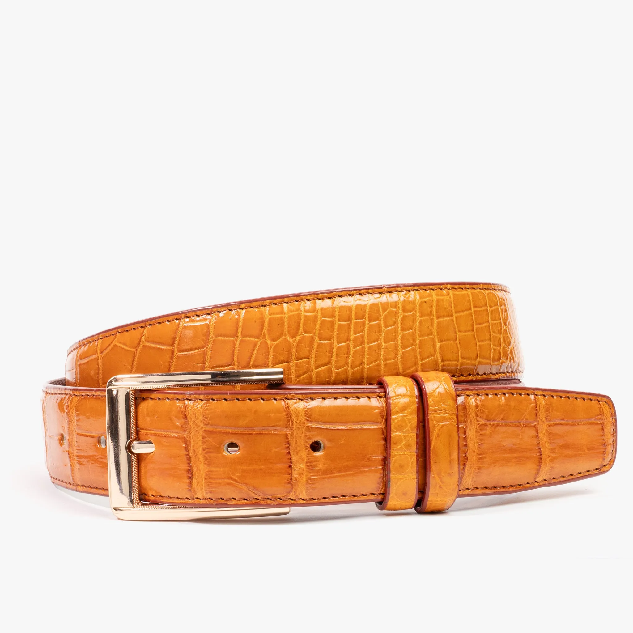 Tan Orange Genuine Crocodile Belt "Richard"