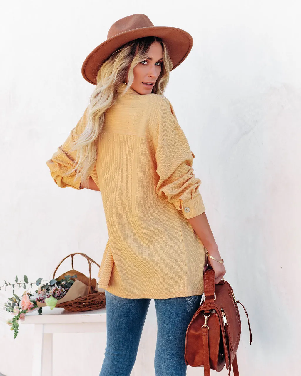 TastyHottie - Addyson Button Down Knit Shacket - Yellow