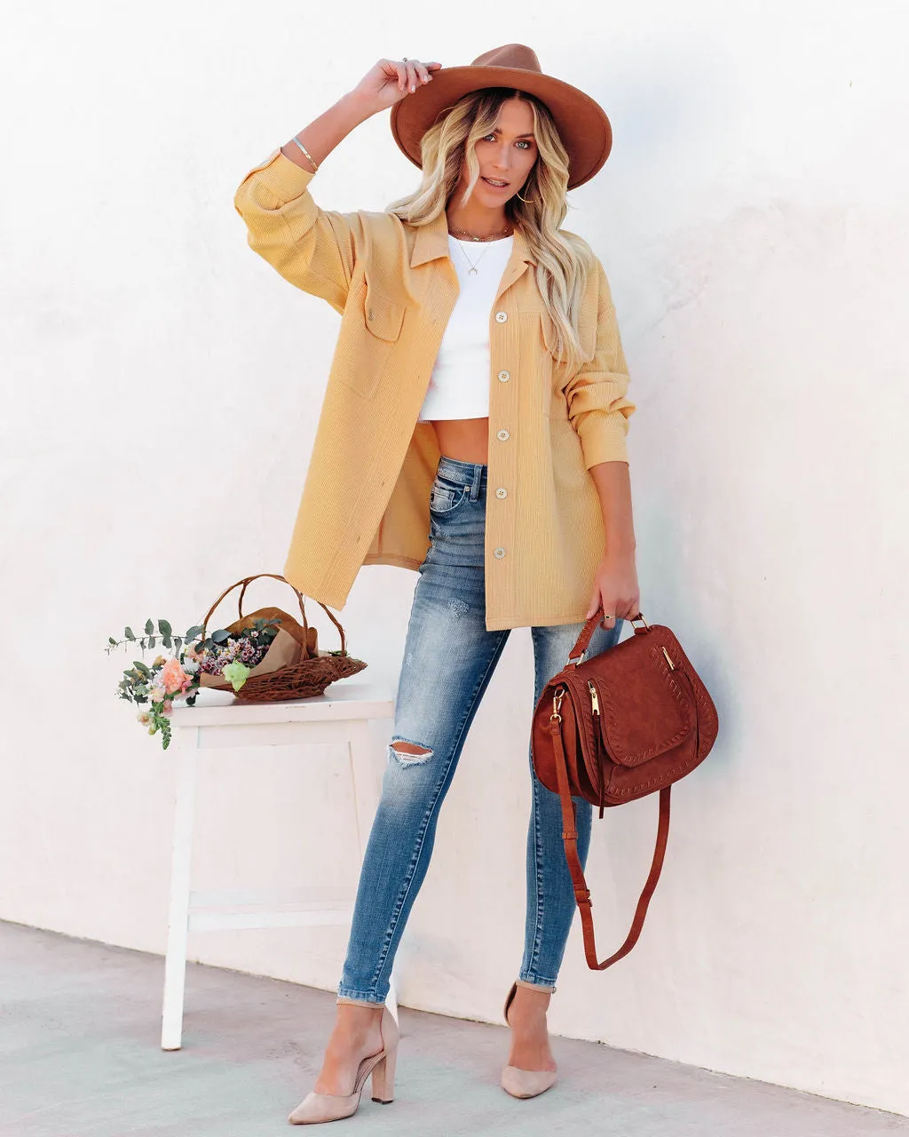 TastyHottie - Addyson Button Down Knit Shacket - Yellow