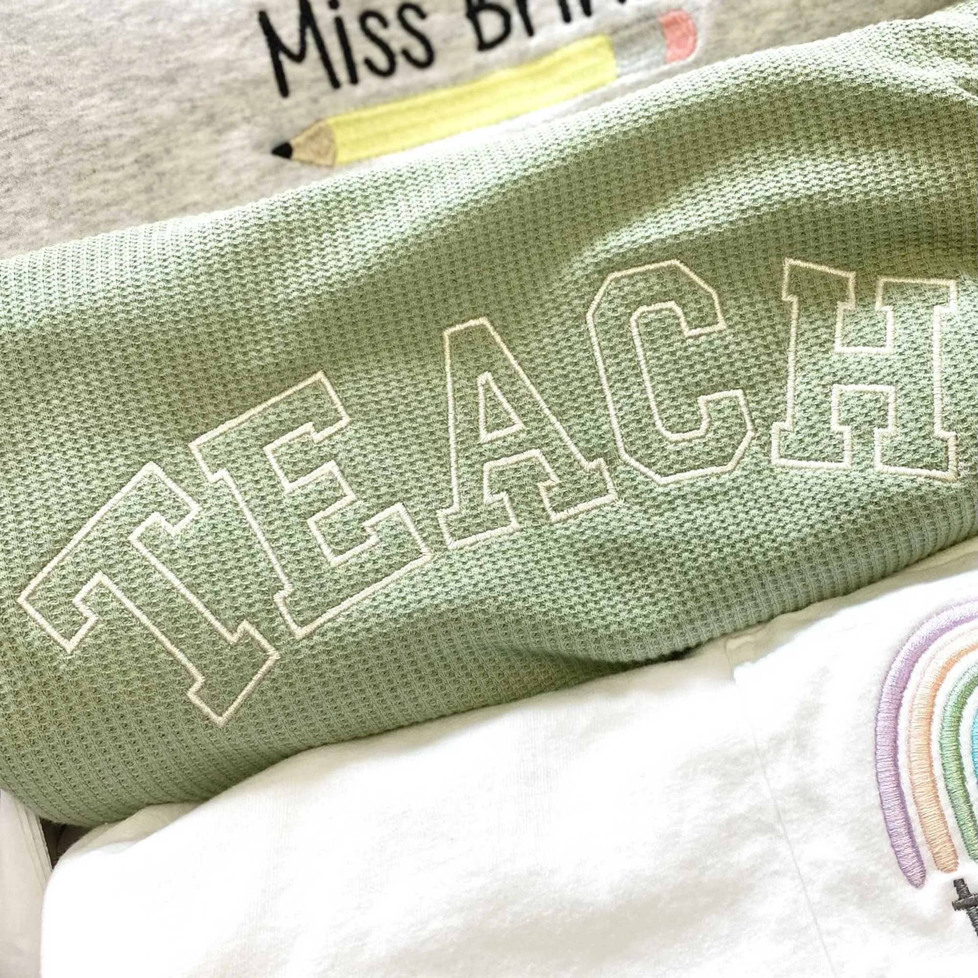 TEACH Waffle Knit Crewneck